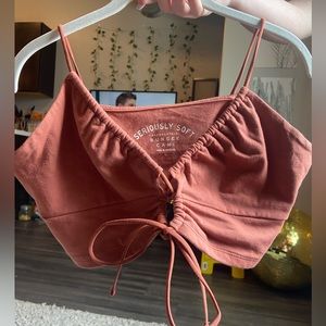 Aeropostale cropped tie front tank